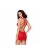 860-CHE-3 CHEMISE & THONG RED