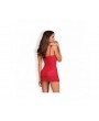 853-CHE-3 CHEMISE & THONG RED