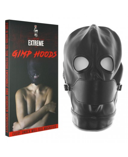 Leather Gimp Mask Hood with Eyes Open