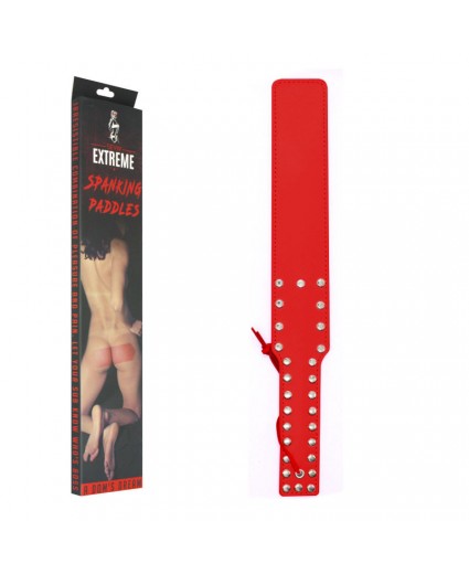 STUDDED FAUX LEATHER LONG PADDLE – RED