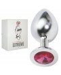ROSEBUD SILVER BUTTPLUG WITH RED CRYSTAL - LARGE