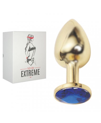 ROSEBUD GOLD BUTTPLUG WITH BLUE CRYSTAL - SMALL