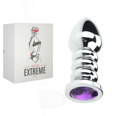 EROTIC Extreme BDSM - Screw Anal Buttplug Purple Crystal
