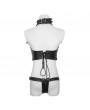 Black Leather Teddy Body Harness with O-ring