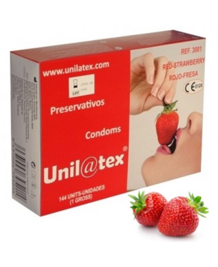 Caja de 144 preservativos Rojos Fresa