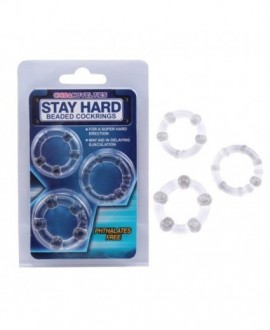 STAY HARD BEADED COCK RINGS – CLEAR