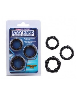 Stay Hard Beaded Cock Rings - Black