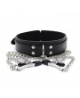 Leather Collar Black, with nipple clamps