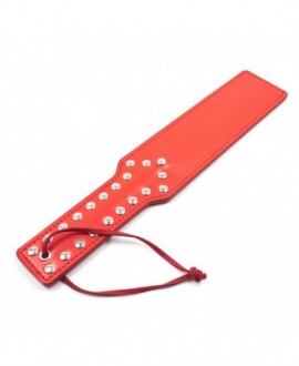 STUDDED FAUX LEATHER SPANKING PADDLE – RED