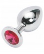 Rosebud Silver Buttplug with Red Crystal – Small