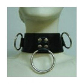 Leather Black Collar with ring, padlock & key