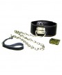 Leather Collar Black with leash