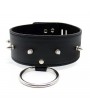 Leather Collar with ring, rivets decoration, padlock & key