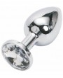Rosebud Silver Buttplug with White Crystal - Small