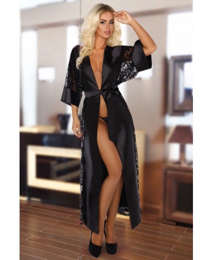 ROBE BOUQUET DRESSING GOWN BLACK