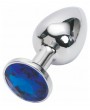 Buttplug Rosebud Prateado com Cristal Azul - Pequeno