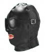 Leather Gimp Mask Hood with Mouth Open