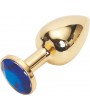 Rosebud Gold Buttplug with Blue Crystal - Small