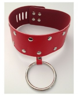 Leather Collar Red, with ring, padlock & key