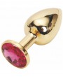 Rosebud Gold Buttplug with Red Crystal - Small