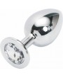 Rosebud Silver Buttplug with White Crystal - Big