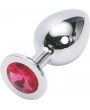 Rosebud Silver Buttplug with Red Crystal - Big
