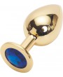 Rosebud Gold Buttplug with Blue Crystal - Big